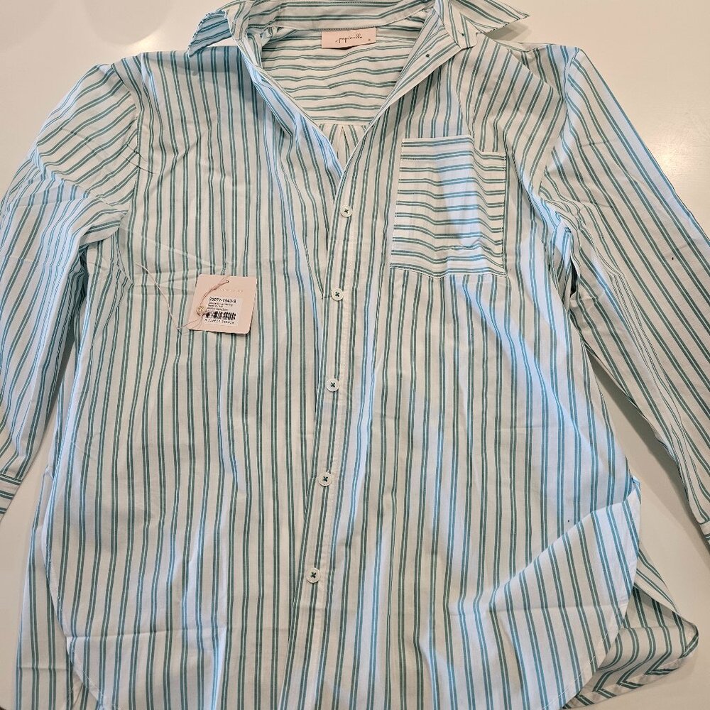 Papinelle double blue turquoise stripe shirting boxer pj set size small